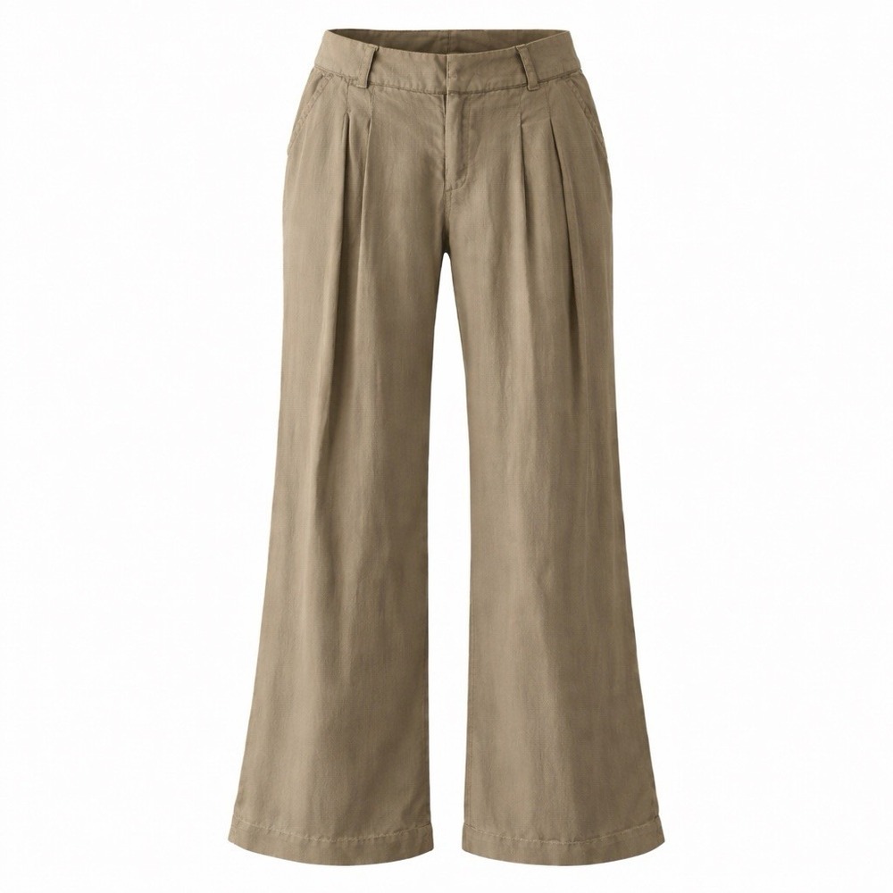 Sundance Size P 4 Pleated Wide Leg Tencel Trouser Pants Taupe Boho Festival
